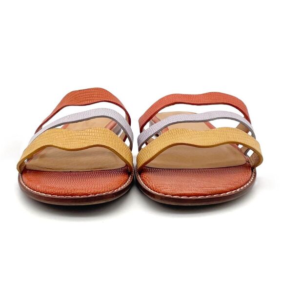 Madewell Wave Slide Sandal Size 8.5 Colorblock Leather Faded Straw Mist Multi - Picture 7 of 15